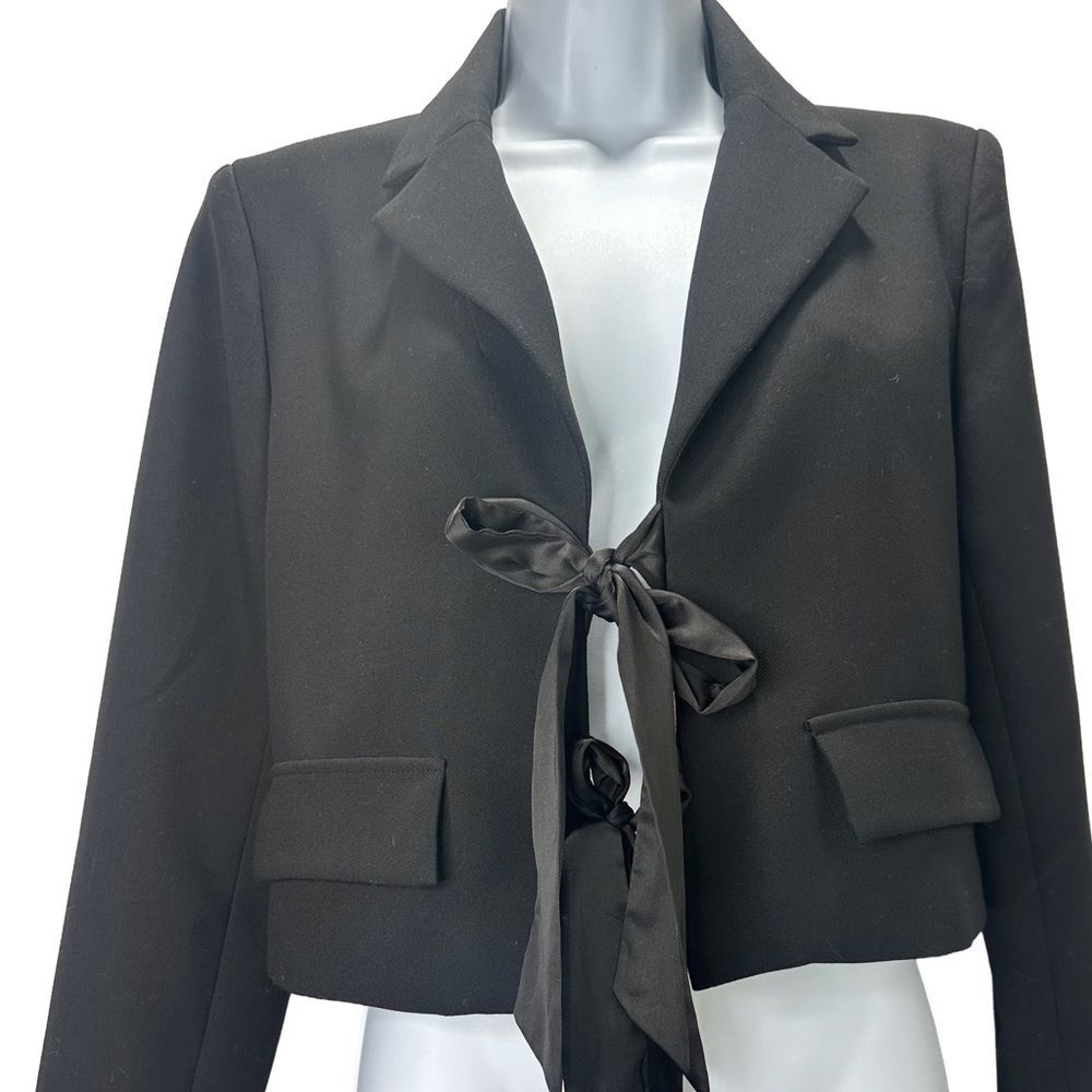 J. Roberts Cropped Satin Bow  Black Jacket size S